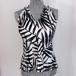 Carmen Marc Valvo Black and White Swim Top